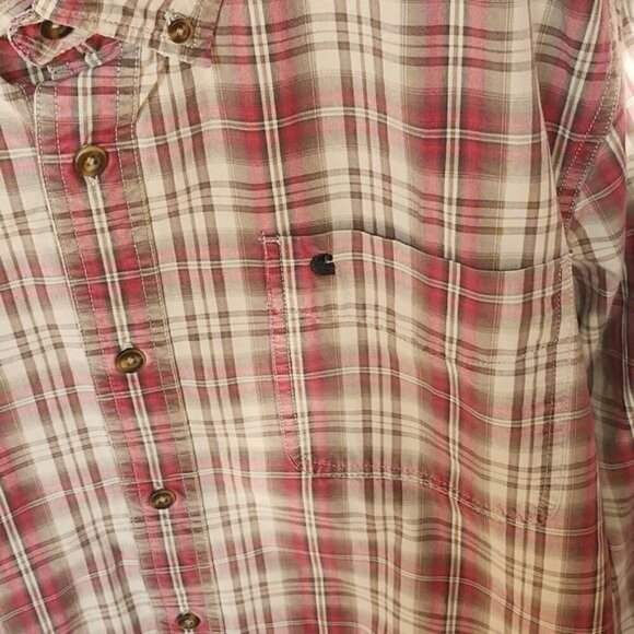 Carhartt Relaxed Fit Embroidered Pocket Casual Button Down Long Slv Sz XL Shirt - Picture 6 of 14